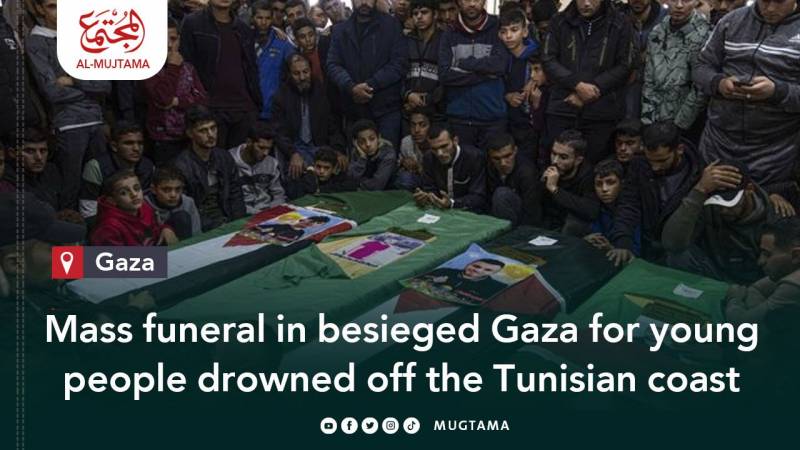 Mass funeral in besieged Gaza for young people drowned off the Tunisian coast