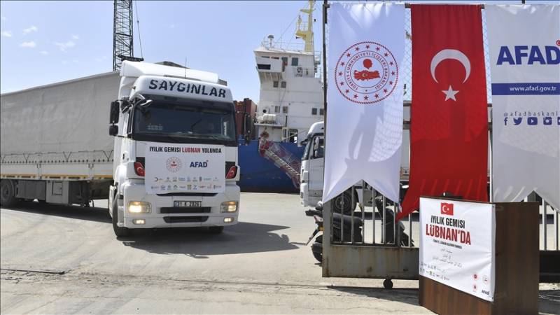 Turkish ship carrying humanitarian aid arrives in Lebanon