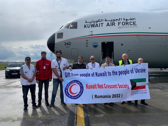 Kuwait relief aircraft lands in Bucharest for Ukraine refugees