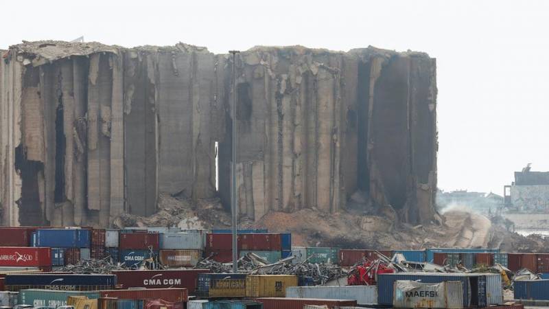 Beirut grain silos partially collapse as port blast anniversary nears