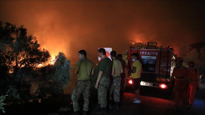 Efforts to extinguish forest fires in Turkey’s coastal Mugla province continue