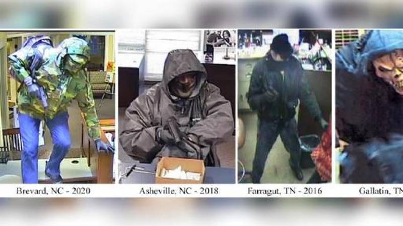 FBI searching for masked 'Too Tall Bandit' accused of robbing 16 banks in three states