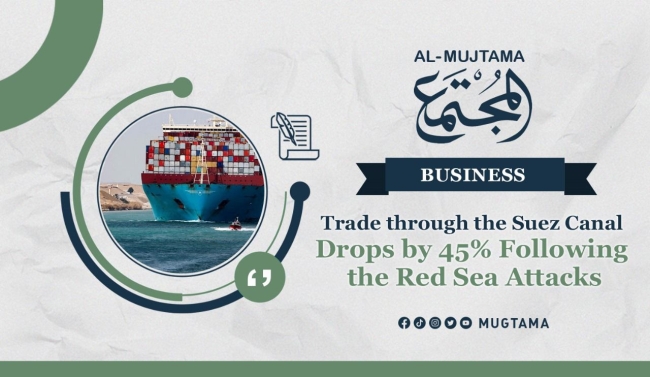 Trade through the Suez Canal Drops by 45% Following the Red Sea Attacks
