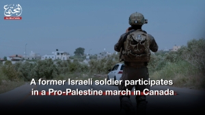 Israeli soldier participates in a Pro-Palestine march in Canada.