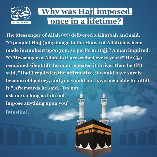 Why was Hajj imposed once in a lifetime?